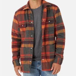 NWT Wrangler Flannel Shirt Jacket Quilted Lining Blaze Orange